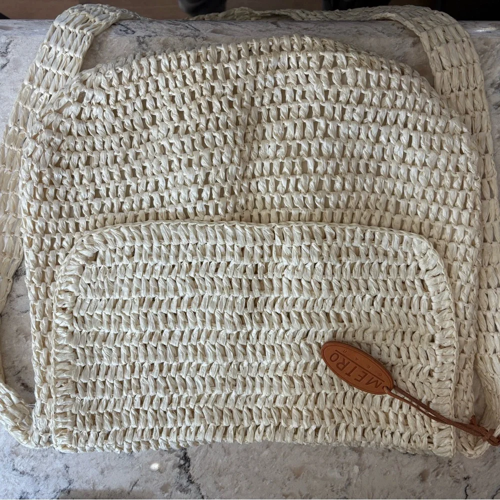 Metro Gear Cream Woven Crossbody Bag - Picture 3 of 4